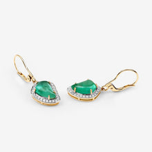 Load image into Gallery viewer, 6.40 Carat Genuine Colombian Emerald and White Diamond 14K Yellow Gold Earrings