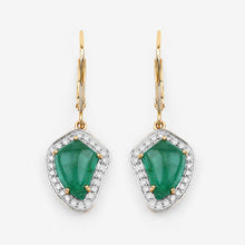 Load image into Gallery viewer, 6.40 Carat Genuine Colombian Emerald and White Diamond 14K Yellow Gold Earrings