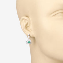 Load image into Gallery viewer, 1.39 Carat Genuine Zambian Emerald and White Diamond 14K White Gold Earrings