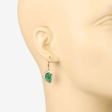 将图片加载到图库查看器,7.56 Carat Genuine Colombian Emerald and White Diamond 14K Yellow Gold Earrings