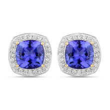Load image into Gallery viewer, 5.98 Carat Genuine Tanzanite and White Diamond 14K Yellow Gold Earrings