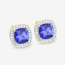 Load image into Gallery viewer, 5.98 Carat Genuine Tanzanite and White Diamond 14K Yellow Gold Earrings