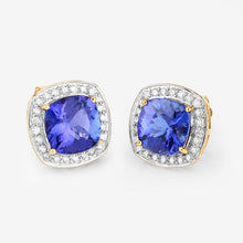 Load image into Gallery viewer, 5.98 Carat Genuine Tanzanite and White Diamond 14K Yellow Gold Earrings