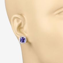 Load image into Gallery viewer, 5.98 Carat Genuine Tanzanite and White Diamond 14K Yellow Gold Earrings
