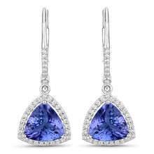 Load image into Gallery viewer, 4.61 Carat Genuine Tanzanite and White Diamond 14K White Gold Earrings