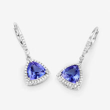 Load image into Gallery viewer, 4.61 Carat Genuine Tanzanite and White Diamond 14K White Gold Earrings