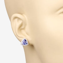 Load image into Gallery viewer, 3.82 Carat Genuine Tanzanite and White Diamond 14K Yellow Gold Earrings