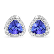 Load image into Gallery viewer, 3.70 Carat Genuine Tanzanite and White Diamond 14K White Gold Earrings