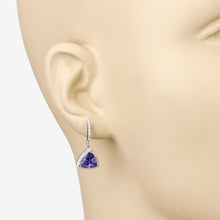 Load image into Gallery viewer, 3.86 Carat Genuine Tanzanite and White Diamond 14K White Gold Earrings