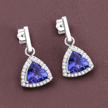 Load image into Gallery viewer, 3.86 Carat Genuine Tanzanite and White Diamond 14K White Gold Earrings