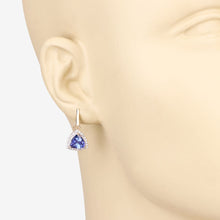 Load image into Gallery viewer, 3.86 Carat Genuine Tanzanite and White Diamond 14K Yellow Gold Earrings