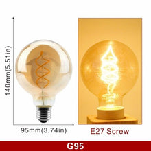 Load image into Gallery viewer, E14 E27 Retro LED Spiral Filament Light Bulb 4W 220V C35 G45 A60 T45 ST64 T185 T225 G80 G95 G125 Vintage Edison Lamp Vintage Filament Light Bulbs Globe Round