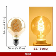 Load image into Gallery viewer, E14 E27 Retro LED Spiral Filament Light Bulb 4W 220V C35 G45 A60 T45 ST64 T185 T225 G80 G95 G125 Vintage Edison Lamp Vintage Filament Light Bulbs Globe Round