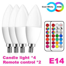 将图片加载到图库查看器,E14 LED Bulb Candle Color Indoor Neon Sign Light Bulb RGB Tape With Controller Lighting 220V E12 Dimmable Smart Lamp For Home Smart WiFi Candelabra Light Bulb, C37 Shape RGB+C+W LED Candle Light Bulb, 5W 400LM (2700k-6500k) Candelabra Bulb