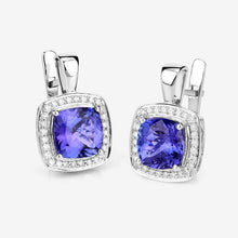 Load image into Gallery viewer, 5.95 Carat Genuine Tanzanite and White Diamond 14K White Gold Earrings