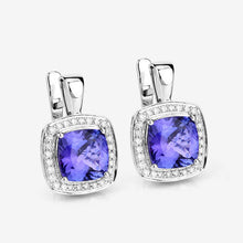 Load image into Gallery viewer, 5.95 Carat Genuine Tanzanite and White Diamond 14K White Gold Earrings