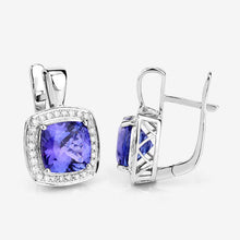 Load image into Gallery viewer, 5.95 Carat Genuine Tanzanite and White Diamond 14K White Gold Earrings