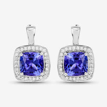 Load image into Gallery viewer, 5.95 Carat Genuine Tanzanite and White Diamond 14K White Gold Earrings