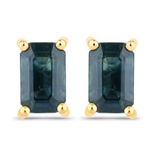 将图片加载到图库查看器,0.80 Carat Genuine Blue Sapphire 14K Yellow Gold Earrings