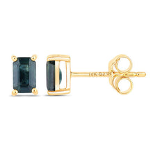 将图片加载到图库查看器,0.80 Carat Genuine Blue Sapphire 14K Yellow Gold Earrings
