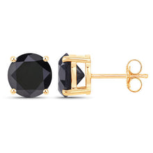 Load image into Gallery viewer, 3.84 Carat Genuine Black Diamond 14K Yellow Gold Earrings