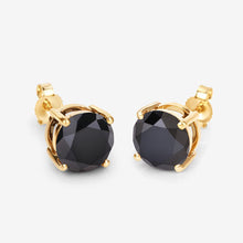 Load image into Gallery viewer, 3.84 Carat Genuine Black Diamond 14K Yellow Gold Earrings