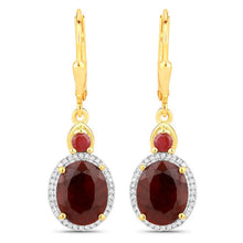 将图片加载到图库查看器,6.98 Carat Dyed Ruby and White Diamond .925 Sterling Silver Earrings