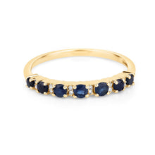Load image into Gallery viewer, 0.43 Carat Genuine Blue Sapphire and White Diamond 14K Yellow Gold Ring