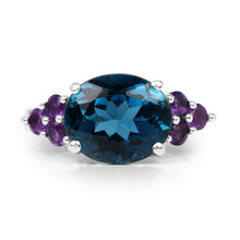 Load image into Gallery viewer, 6.60 Carat Genuine London Blue Topaz & Amethyst .925 Sterling Silver Ring