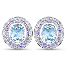 Load image into Gallery viewer, 6.30 Carat Genuine Blue Topaz and Tanzanite .925 Sterling Silver Earrings