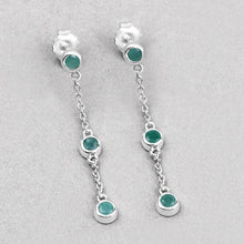 Load image into Gallery viewer, 0.60 Carat Genuine Emerald .925 Sterling Silver Earrings