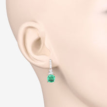 Load image into Gallery viewer, 2.72 Carat Genuine Ethiopian Emerald and White Diamond 14K Yellow Gold Earrings