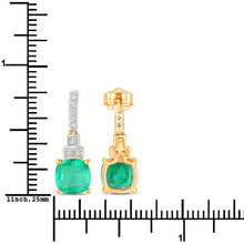 Load image into Gallery viewer, 2.72 Carat Genuine Ethiopian Emerald and White Diamond 14K Yellow Gold Earrings