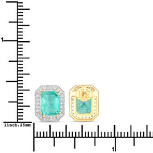 将图片加载到图库查看器,2.99 Carat Genuine Ethiopian Emerald and White Diamond 14K Yellow Gold Earrings