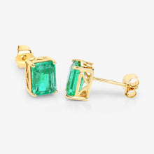 Load image into Gallery viewer, 2.75 Carat Genuine Ethiopian Emerald 14K Yellow Gold Earrings