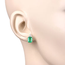 Load image into Gallery viewer, 2.87 Carat Genuine Ethiopian Emerald and White Diamond 14K Yellow Gold Earrings