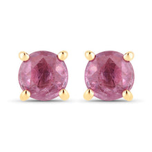 Load image into Gallery viewer, 1.30 Carat Genuine Pink Sapphire 10K Yellow Gold Earrings