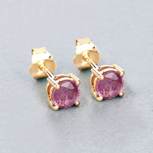 Load image into Gallery viewer, 1.30 Carat Genuine Pink Sapphire 10K Yellow Gold Earrings