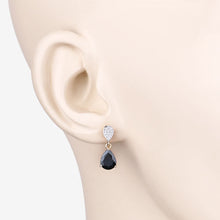 Load image into Gallery viewer, 2.76 Carat Genuine Blue Sapphire and White Diamond 10K Yellow Gold Earrings