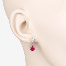 Load image into Gallery viewer, 2.46 Carat Genuine Ruby and White Diamond 10K Yellow Gold Earrings