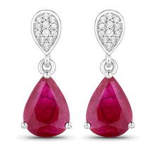 Load image into Gallery viewer, 2.46 Carat Genuine Ruby and White Diamond 14K White Gold Earrings