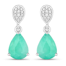 Load image into Gallery viewer, 2.28 Carat Genuine Zambian Emerald and White Diamond 10K White Gold Earrings