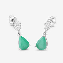 Load image into Gallery viewer, 2.28 Carat Genuine Zambian Emerald and White Diamond 10K White Gold Earrings