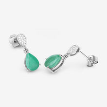 Load image into Gallery viewer, 2.28 Carat Genuine Zambian Emerald and White Diamond 10K White Gold Earrings