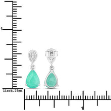 Load image into Gallery viewer, 2.28 Carat Genuine Zambian Emerald and White Diamond 10K White Gold Earrings