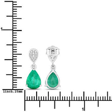 Load image into Gallery viewer, 2.28 Carat Genuine Zambian Emerald and White Diamond 14K White Gold Earrings