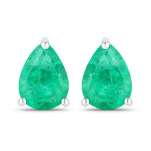 Load image into Gallery viewer, 0.70 Carat Genuine Zambian Emerald 14K White Gold Earrings