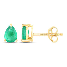 将图片加载到图库查看器,0.70 Carat Genuine Zambian Emerald 14K Yellow Gold Earrings