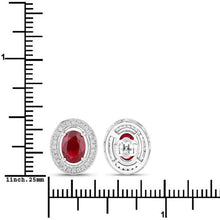 Load image into Gallery viewer, 2.12 Carat Genuine Ruby and White Diamond 14K White Gold Earrings