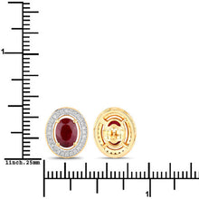 Load image into Gallery viewer, 2.12 Carat Genuine Ruby and White Diamond 14K Yellow Gold Earrings